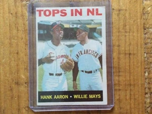 1964 Topps 'Tops in NL' (HOF) Hank Aaron, Willie Mays #423. EX-EXMT - Bild 1 von 2