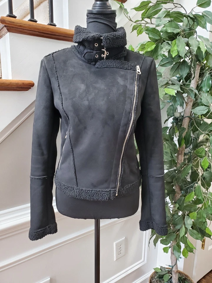 Chaqueta informal Coffee Shop para mujer negra 100 % poliéster manga larga cremallera completa S Foto 1 de 4