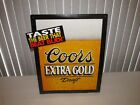 Coors Extra Gold Draft Beer SIGN tin "Taste the beer that beat Bud" 1992