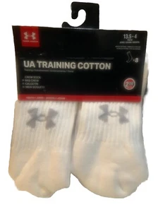 Under Armour Youth Training Cotton Crew Socks, White, 8 Pairs, Sz. 13.5-4 - Picture 1 of 7