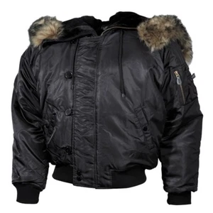 MFH Jacket Bomber Man Military Polar Jacket N2B Black - Picture 1 of 4
