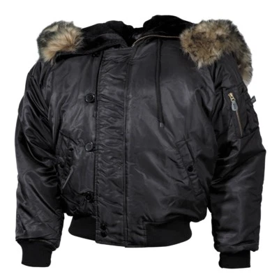 MFH Jacket Bomber Man Military Polar Jacket N2B Black - Image 1 of 4