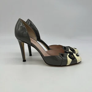Kate Spade Raccoon Azeban High Heel Patent Leather Grey Black Shoes Size 7B - Picture 1 of 15