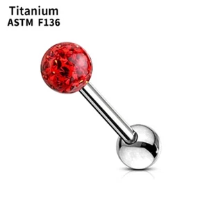 F136 Titanium 14g Tongue Bar MULTI Epoxy Crystal Barbell Nipple Body Piercing - Picture 1 of 16