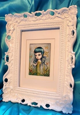 Mab Graves Custom ORIGINAL PAINTING The Little Mermaid FRAMED big eye art OOAK - Image 1 of 4