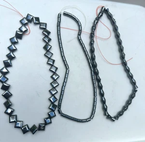 3 x HEMATITE ASSORTED BEAD STRINGS - JEWELLERY MAKING - CRAFTS - ID CARD - Picture 1 of 6