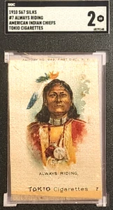 1910 S67 SILKS #7 ALWAYS RIDING AMERICAN INDIAN CHIEFS TOKIO SGC 2 GOOD - Picture 1 of 3
