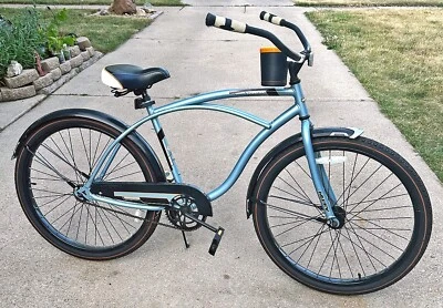NO SHIPPING HUFFY CRANBROOK BLUE & BLACK BEACH CRUISER COMFORT BIKE MEN'S 26" - Image 1 of 4