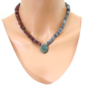 Crystal Emerald, Ruby and Sapphire Natural Rough Gemstone Necklace Video - Picture 1 of 14
