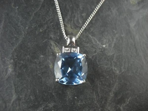 Kette mit blauem DQCZ Anhänger 925er Sterling Silber - Picture 1 of 4