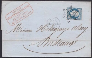 Antigua cubierta clásica, OFCV0216 Francia Sc15 Napoleón, matasellos estrella, 05 de septiembre. 1855. - Imagen 1 de 2
