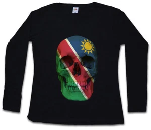 CLASSIC NAMIBIA SKULL FLAG DAMEN LANGARM T-SHIRT Fahne - Picture 1 of 1