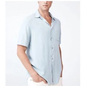 Nueva Camisa Cubana Manga Corta Algodón Sobre Hombre Talla M Color Azul Niebla - Imagen 1 de 4