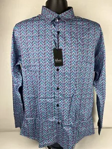 Camicia Blanc Pour Homme 100% cotone biologico abbottonata manica lunga paisley nuova con etichetta - Foto 1 di 6