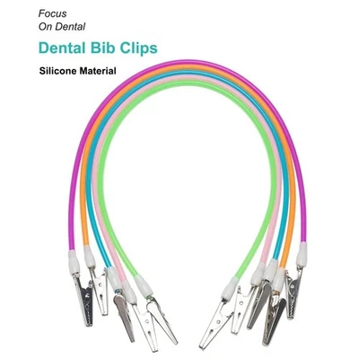 5 piezas baberos dentales clip servilleteros cadena silicona cordón colores surtidos Foto 1 de 4
