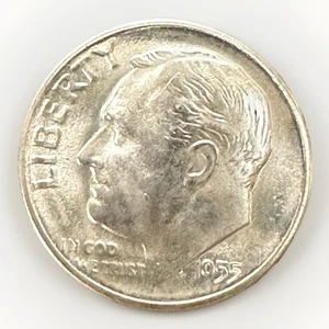 1955 S Roosevelt Dime Brilliant Uncirculated from BU rolls No Res. FREE SHIPPING - Picture 1 of 2