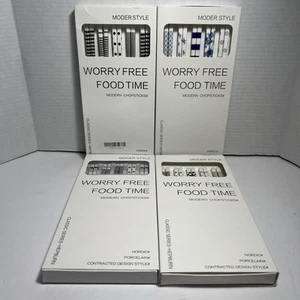 Lot Of 4 Boxes Of 5 Pairs Set of Chopsticks Porcelain Chopstick Nordic WFFT NEW - Picture 1 of 6