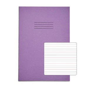 Rhino A4 Learn To Write Book 40 Page Narrow-Ruled Red & Grey Lines Purple Pack 1 - Afbeelding 1 van 1