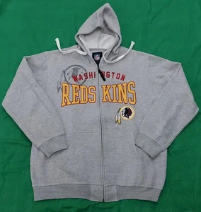 Washington Redskins Sweatshirt Men’s XL Full Zip Hooded Grey Throwback STITCHED  - Picture 1 of 19