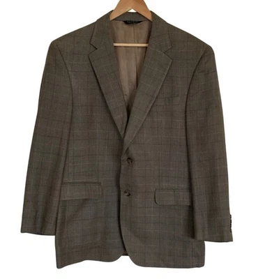 Blazer Joseph A Bank Para Hombres Clásico Marrón A Cuadros 2 Botones Talla 42R Oficina Carrera Foto 1 de 4