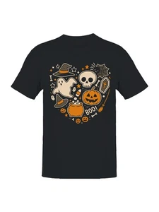 Spooky Halloween Icons Collage Men's T-shirt - Picture 1 of 6