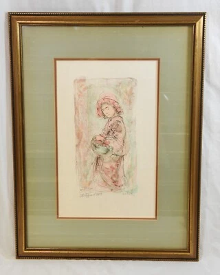 Arte enmarcado litografía numerada firmada original Edna Hibel MILDRED (SLH1) Foto 1 de 4