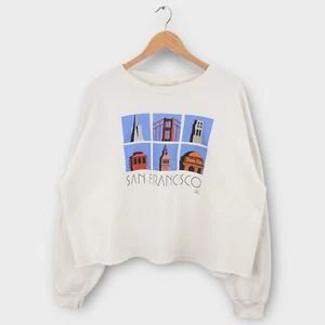 Vintage San Francisco Graphic Sweatshirt XL Cropped Tourist Pullover USA - Picture 1 of 5