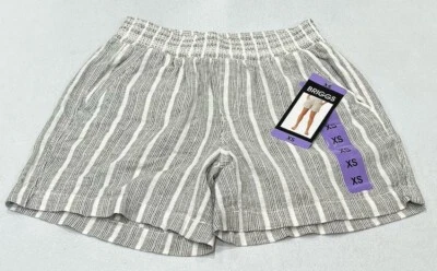 Pantalones cortos Briggs para mujer de mezcla de lino con 4 bolsillos, negros, talla XS Foto 1 de 4