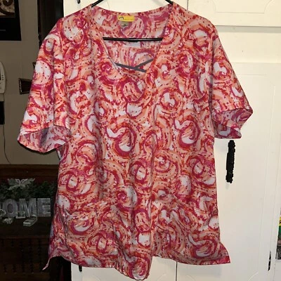 WonderWink Scrub Top Womens 2X Short Sleeve V Neck Multi Pocket Pullover - Image 1 of 4