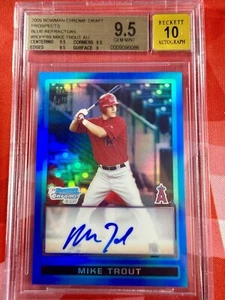 2009 1st Bowman Chrome Draft MIKE TROUT Blue Refractor Auto /150 BGS 9.5 10 Auto - Picture 1 of 4