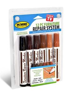 Total Furniture Repair Markers System12 piece Kit Filler Touch-ups Wood Fillers