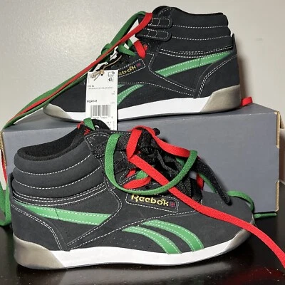 Reebok Freestyle Hi-Top Sneakers Human Rights Now Women Size 7.5 HQ414 BLK New - Image 1 of 4