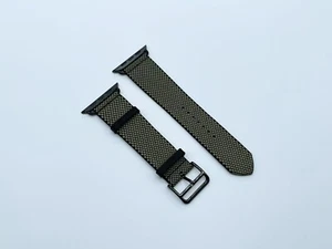 Genuine Apple Watch Hermes VERT / NOIR Toile H Single Tour Band 49mm 45mm 44mm - Afbeelding 1 van 19