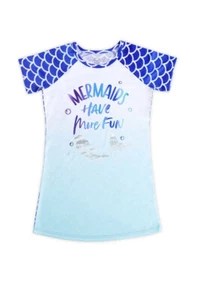 Wonder Nation Girls Blue Mermaid Have More Fun Sleep Short Sleeve Pajamas Gown - Picture 1 of 12