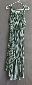 Liberty Love High Low Dress Cover Up Light Green Womens Large Chevron Stripes - Picture 1 of 5