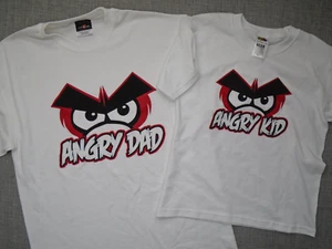 Angry Birds Themed Kids Shirt Says "Angry Kid" & "Angry Dad" Youth Shirt 10/12 - Picture 1 of 13