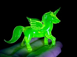 Uranium Vaseline Pudgy Pony Unicorn With Wings And Horn “Snow”  in stock now - Picture 1 of 13