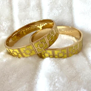 Trina Turk Yellow Enamel Gold Tone Modernist Bangle Bracelet (s) - Picture 1 of 6