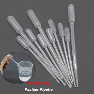 1ml 3ml 5ml Plastic Pasteur Pipette Liquid Dropper Clear Pipettes Lab Eye Straw - Picture 1 of 6