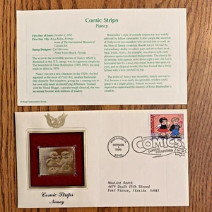 Comicstreifen Nancy (1995 1. Tag Ausgabe) + 22kt Goldplatte Proof Replica - Bild 1 von 4
