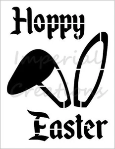 CONNY EARS HOPPY EASTER Happy Rabbit 8,5 x 11 plantilla de vacaciones hoja de plástico S306 - Imagen 1 de 2