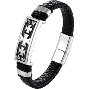 Stainless Steel Bracelet Mens Adjustable Bracelets for Man Beaded - Picture 1 of 11