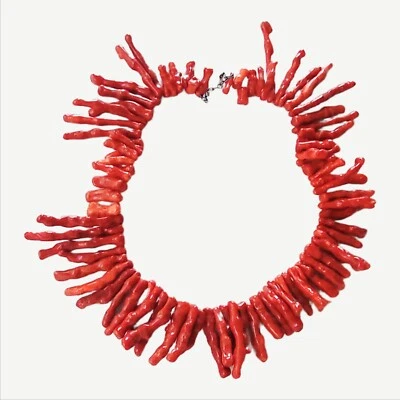 Collar de palo de rosa rojo artesanal madera rama coral cuentas único en su clase Foto 1 de 4