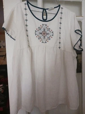 Blusa Lularoe Paisley Bordada Blanca Fluida Talla 2x Foto 1 de 4