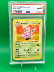 Pokemon Card 37/102 Nidorino 1st Edition Base Set English - PSA 8 NEW CERT - Picture 1 of 2