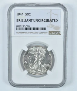 1944 Walking Liberty Half Dollar BU NGC Brown Label - Picture 1 of 5
