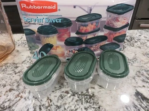 3 Vintage Rubbermaid Servierschoner Oval Behälter Grün Deckel #1 New Old Stock - Bild 1 von 7