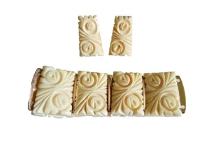 jEWELRY SET BRACELET PIERCED EARRINGS ART CARVED PANELS PRIMITIVE BOHO neocurio - Picture 1 of 6