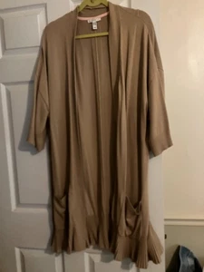 Isaac Mizrahi Open Front Long Cardigan Sweater TAN 2X - Picture 1 of 1