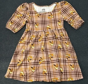 Pokemon Eevee Plaid Dress Girls Size M (8) Brown Orange Square Neck - Picture 1 of 6